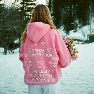 "Flower Shop" Oversized Lux Hoodie in Vintage Washed Pink