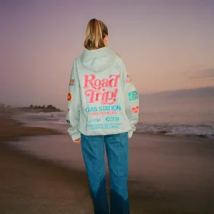"Road Trip!" Oversized Lux Hoodie in Dark Heather