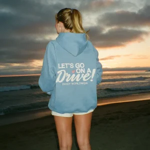 "Let's Go on a Drive" Oversized Lux Hoodie in Blue