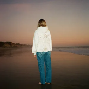 "Yin+Yang" Let's Watch the Sunset Oversized Lux Hoodie In White