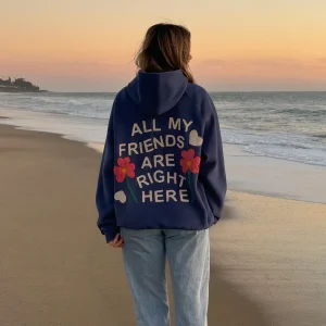 "All my Friends" Oversized Lux Hoodie in Blue