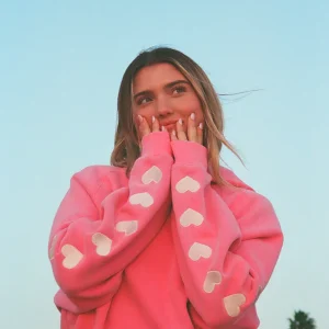 "Heart on My Sleeve" Oversized Lux Hoodie in Vintage Washed Pink