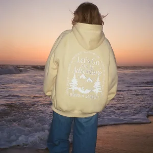 "Let's Go On An Adventure" Oversized Lux Hoodie in Butter Yellow